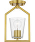 Vertex 1-Light Clear Glass Contemporary Semi-Flush Mount Brushed Gold