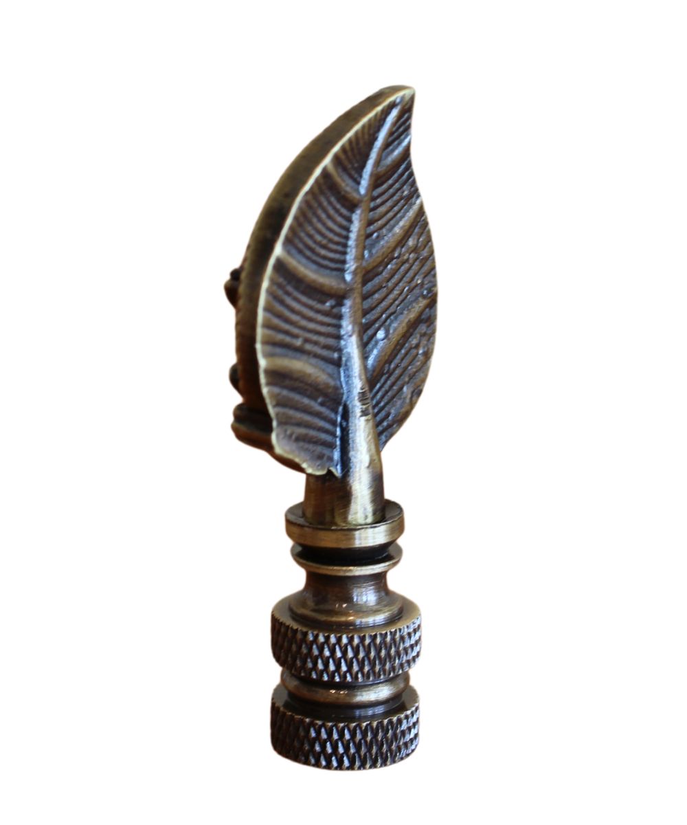 Frog-on-Lily-Pad Lamp Finial Antique Brass, 2.4"h