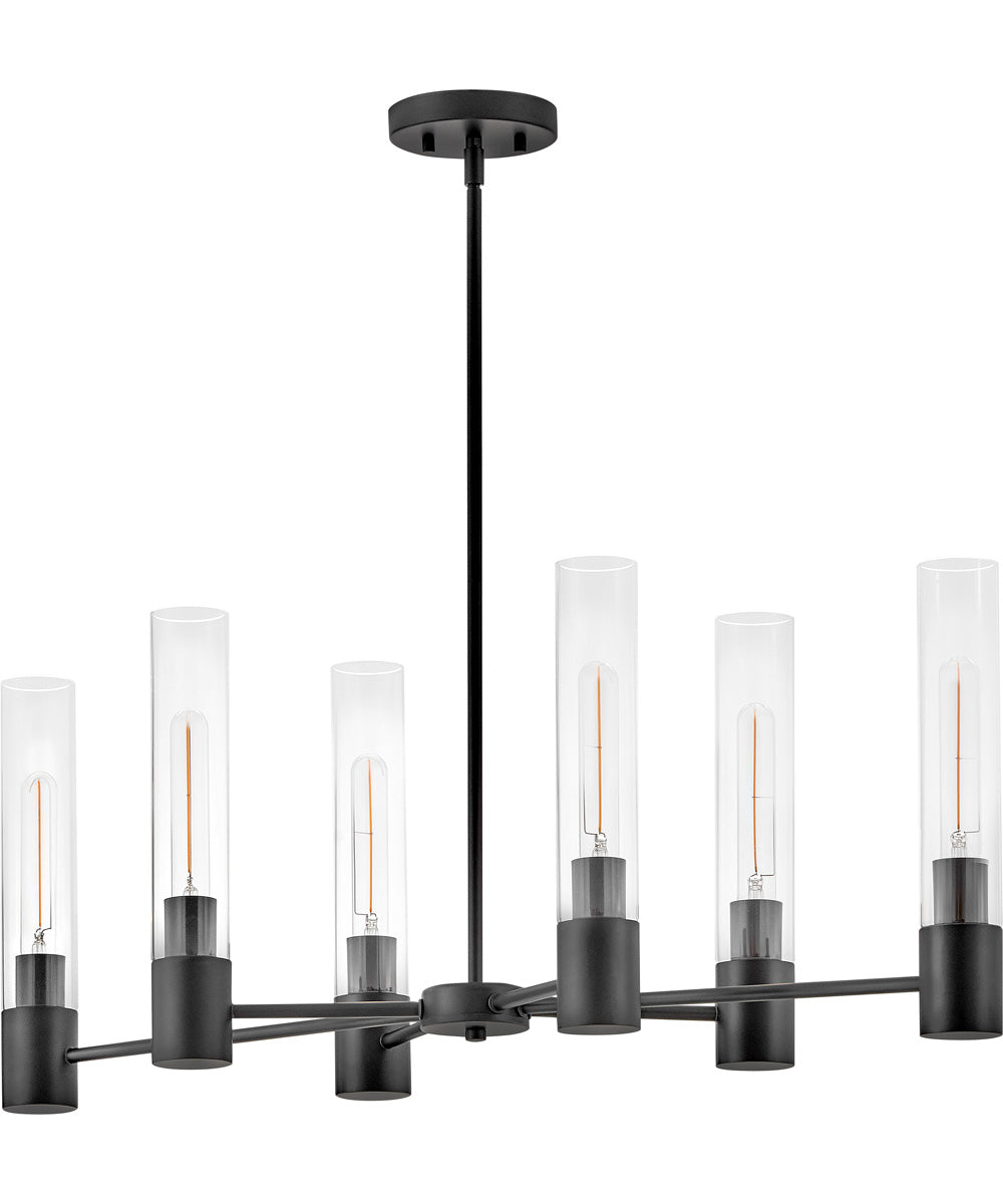 Shea 6-Light Small Linear Chandelier in Black