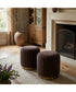 Upholstered Stool with Vertical Ribbed Texture in Chocolate and Antique Gold