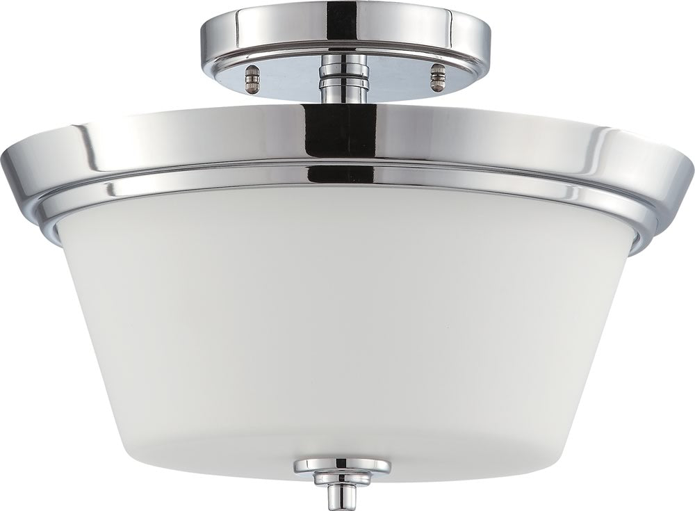 13"W Bento 2-Light Close-to-Ceiling Polished Chrome / Satin White