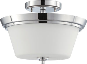 13"W Bento 2-Light Close-to-Ceiling Polished Chrome / Satin White