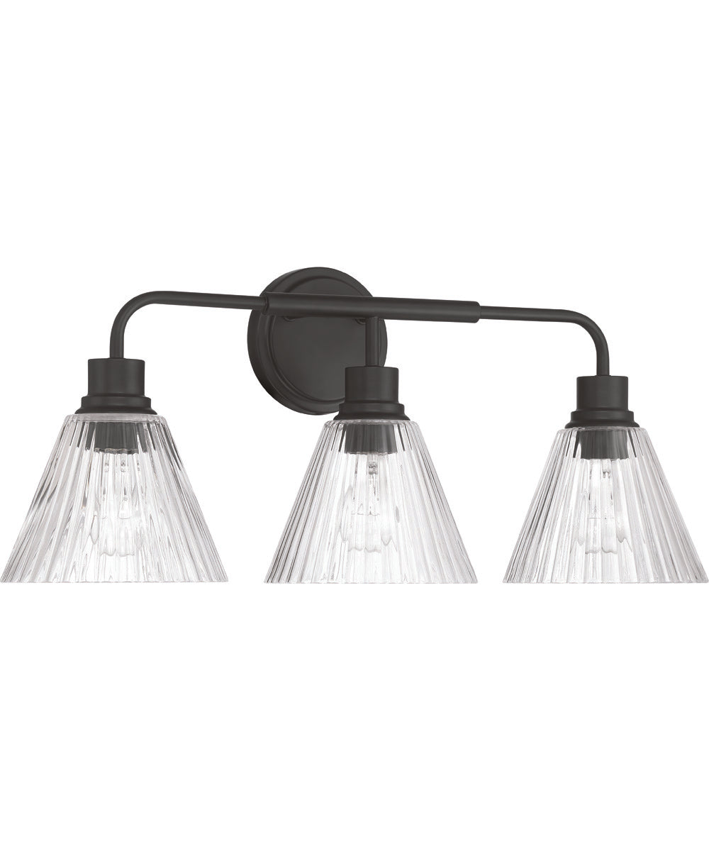 Pleated 3-Light Lighting Flat Black