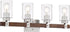 28"W Arabel 4-Light Vanity & Wall Brushed Nickel / Nutmeg Wood