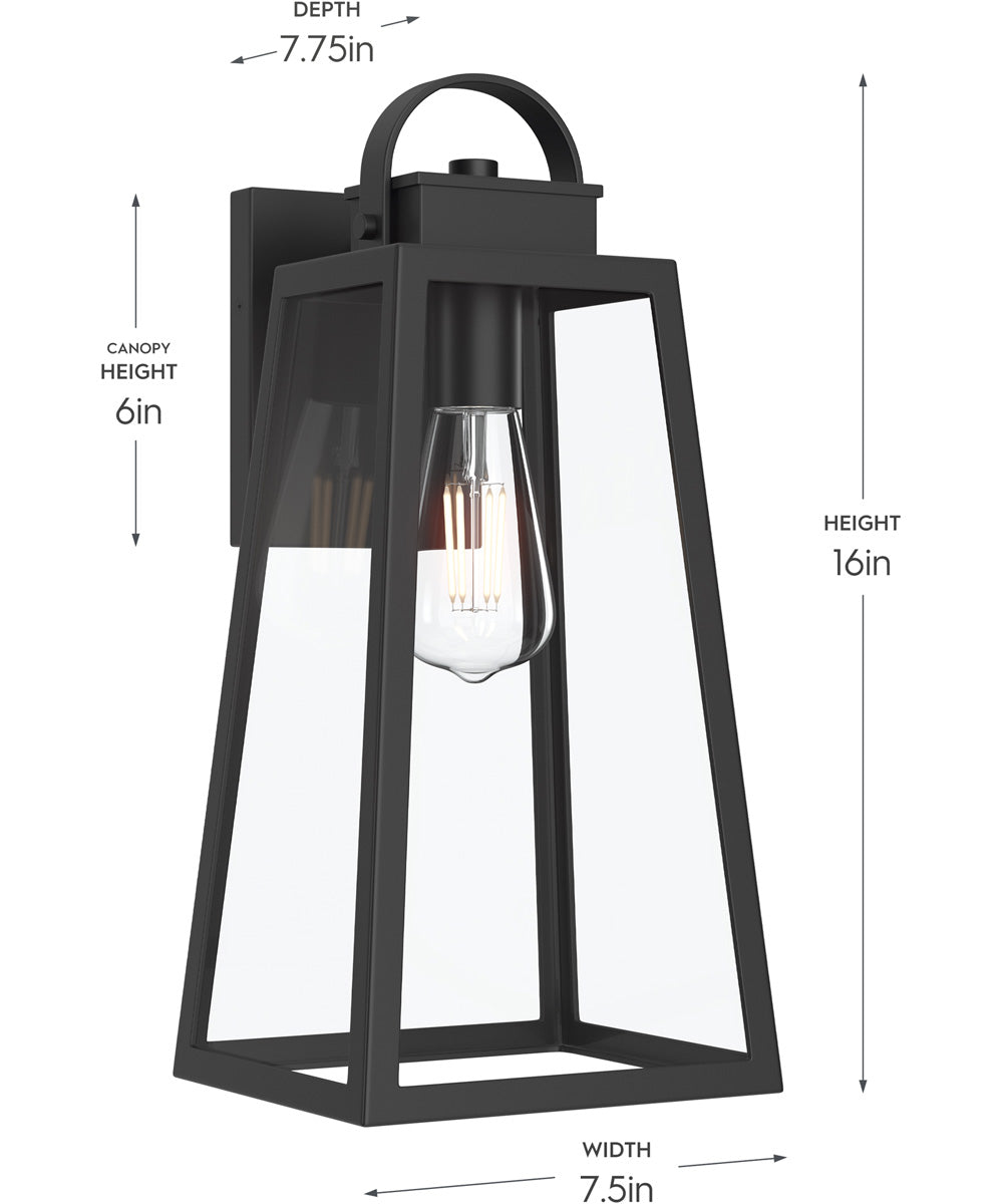 Hedry Large Outdoor Wall Lantern with Clear Glass Panels Matte Black