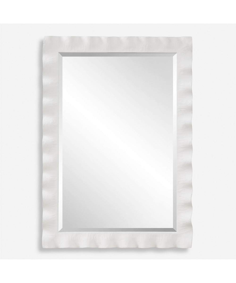 Haya White Scalloped Mirror