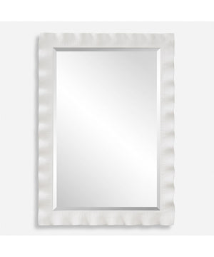 Haya White Scalloped Mirror