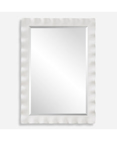 Haya White Scalloped Mirror