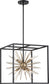 17"W Spirefly 6-Light Pendant Matte Black / Burnished Brass