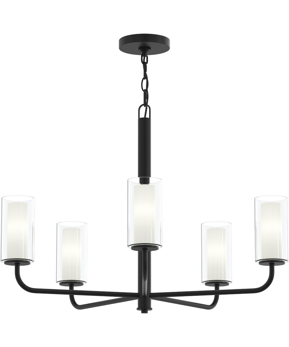 Mack 5-Light Chandelier with Layered Glass Shades Matte Black