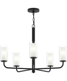 Mack 5-Light Chandelier with Layered Glass Shades Matte Black