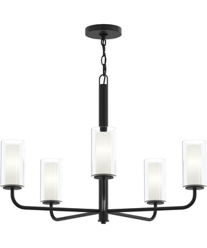 Mack 5-Light Chandelier with Layered Glass Shades Matte Black