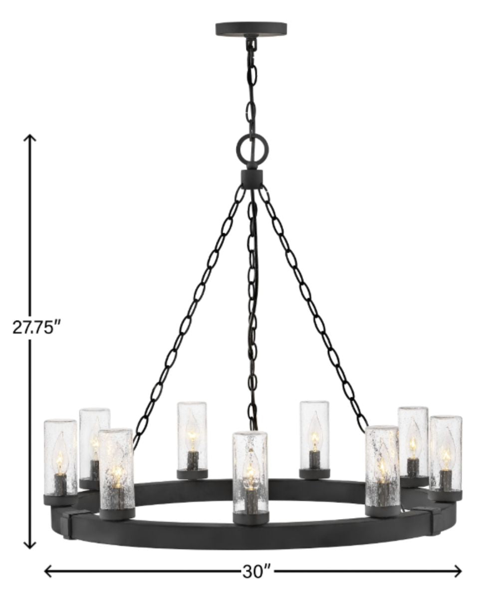 Sawyer 9-Light Medium Single Tier Chandelier 12v in Black