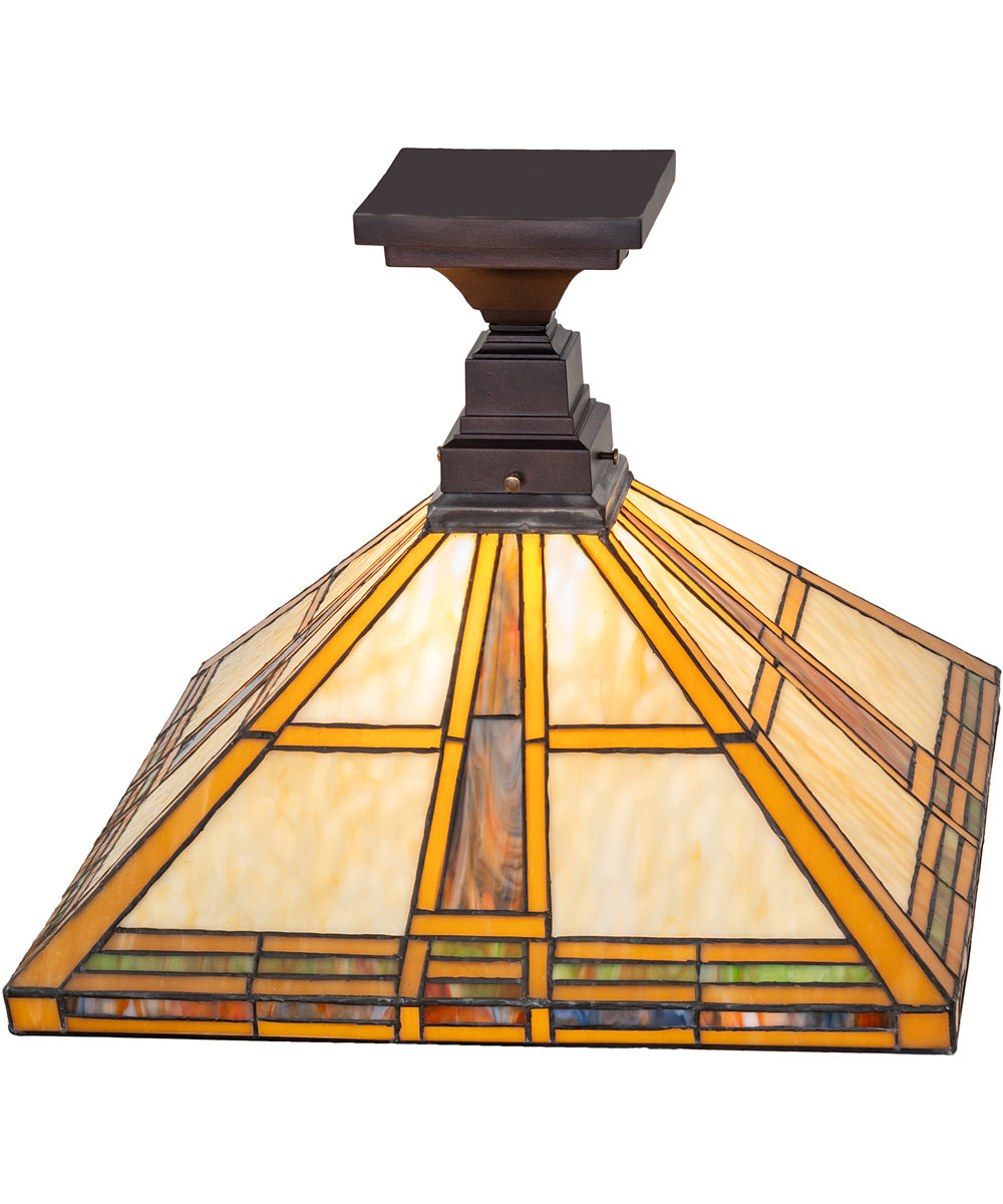 17" Square Prairie Straw Flushmount