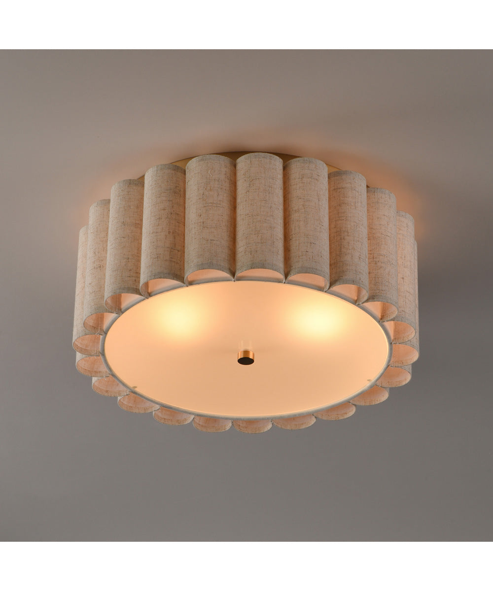 Penelope 2-Light Flush mount Natural Aged Brass