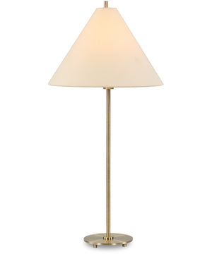 Set of 2 Table Lamps with Coolie Shades in Antique Brass