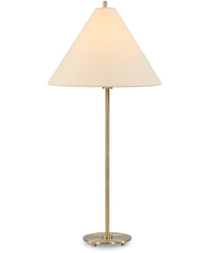 Set of 2 Table Lamps with Coolie Shades in Antique Brass