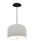 14" W 2 Light Pendant White Shade with Diffuser, Black Cord