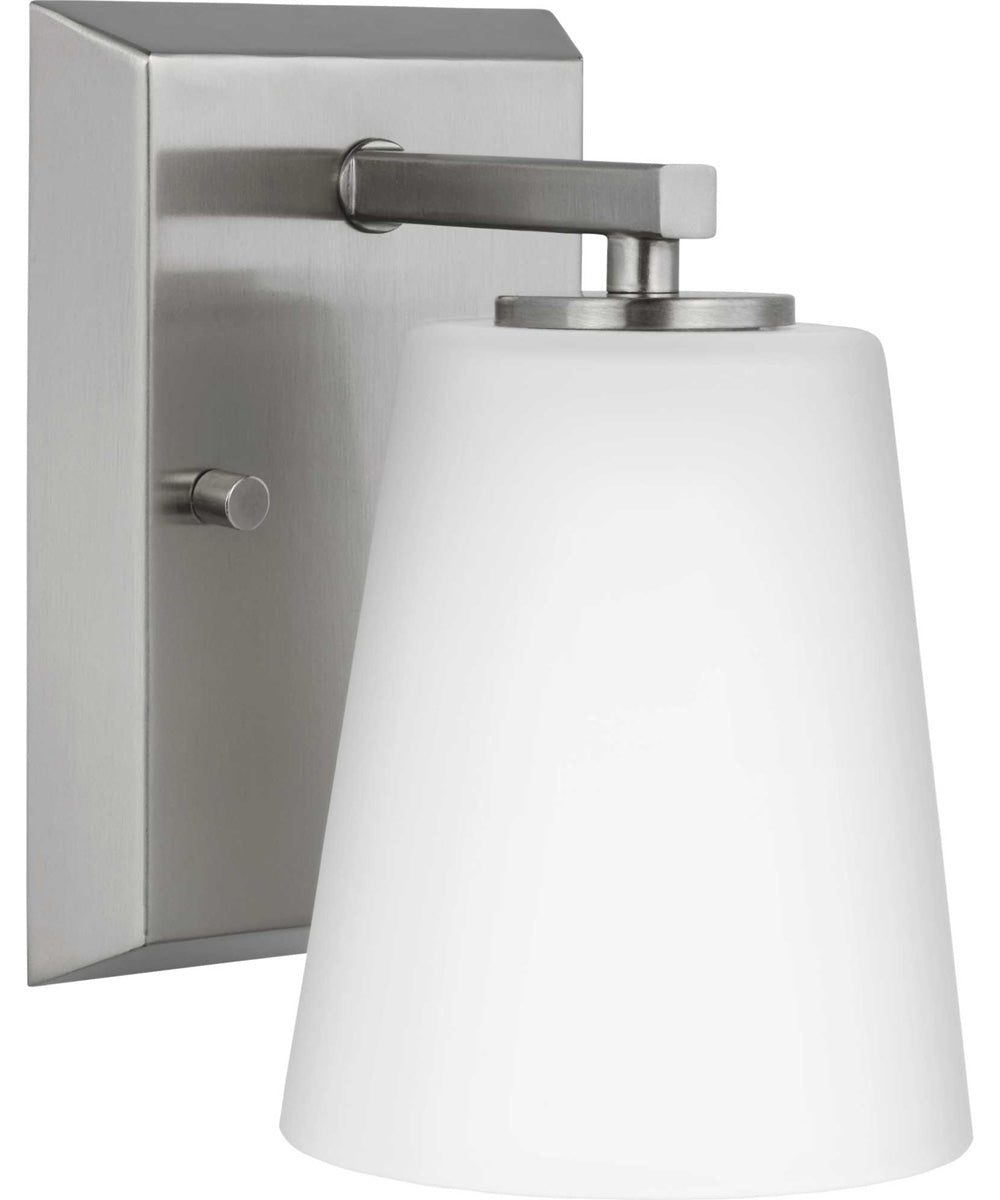 Vertex 1-Light Etched White Glass Contemporary Bath Light Brushed Nickel