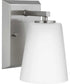 Vertex 1-Light Etched White Glass Contemporary Bath Light Brushed Nickel