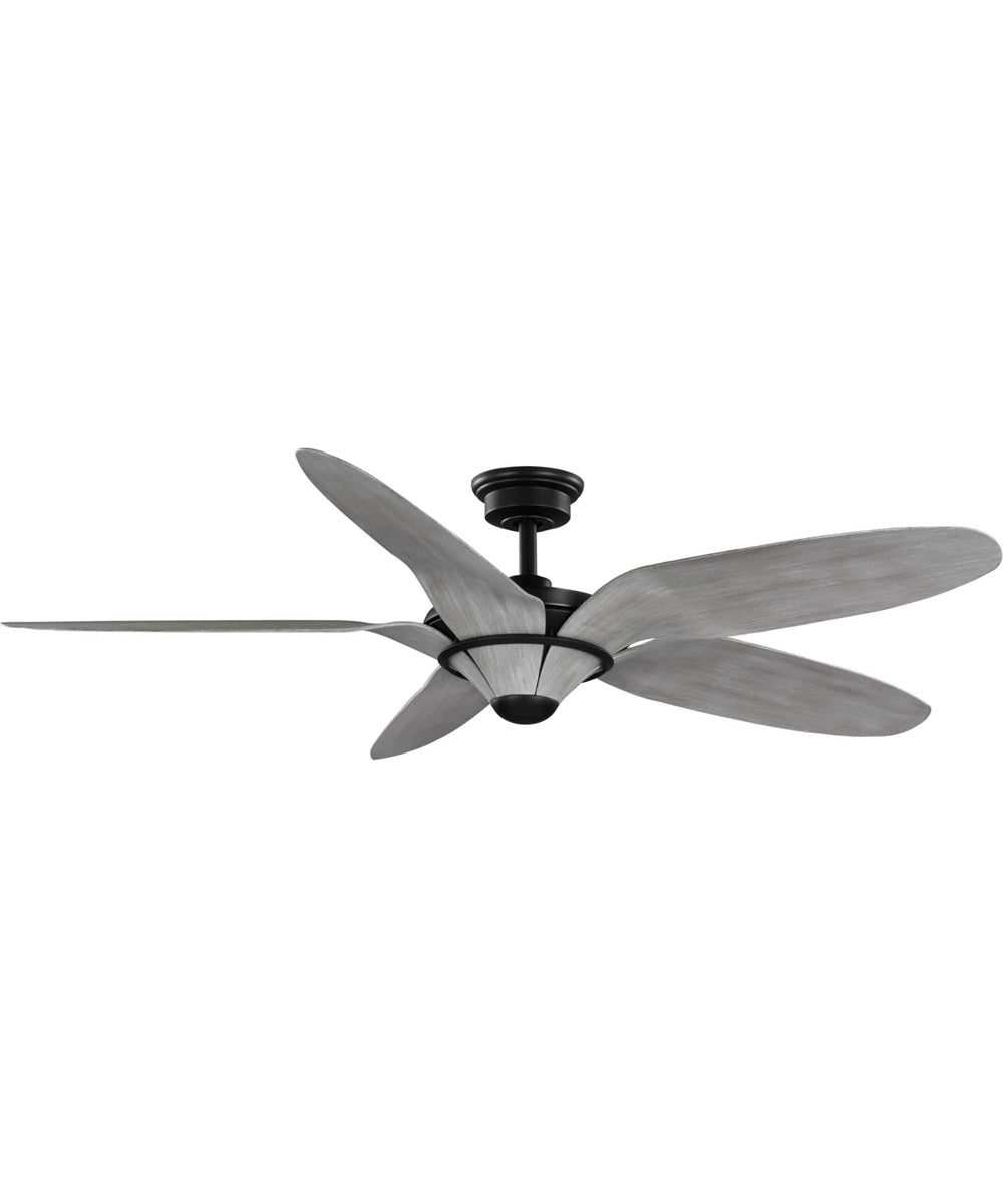 Mesilla 60" 5-Blade Gray Weathered Wood/Black Indoor/Outdoor DC Motor Urban Industrial Ceiling Fan Flat Black