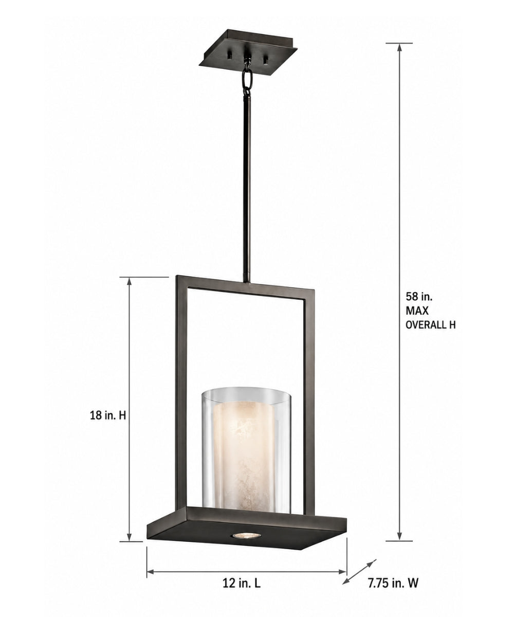 8"w Triad 2-Light Pendant Light Olde Bronze Finish with Clear and Frosted Vetro Mica Diffuser Glass Shade