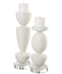 Lido White Stone Candleholders, Set of 2