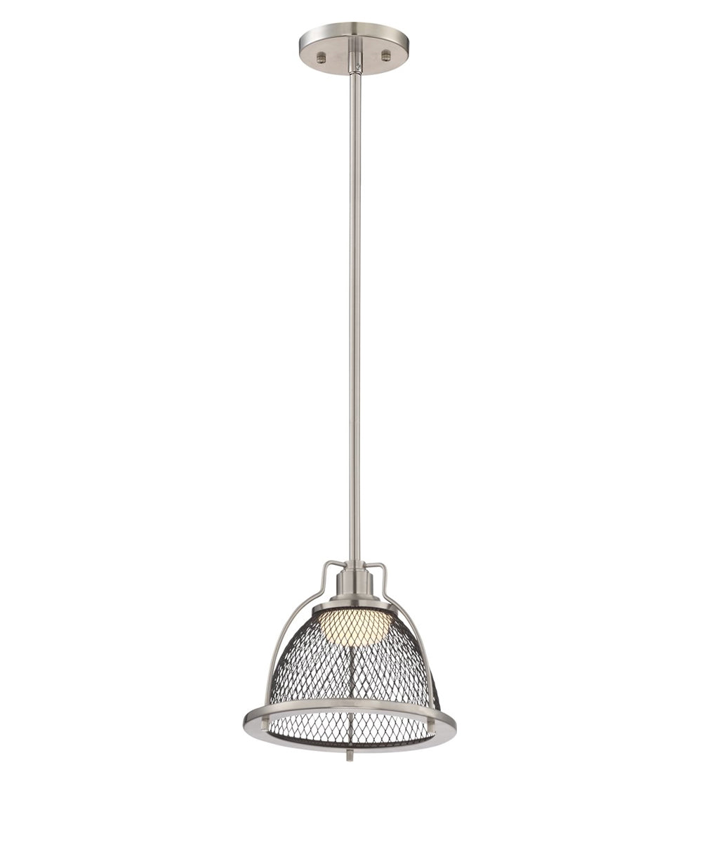 8"W Tex 1-Light Pendant Brushed Nickel / Black