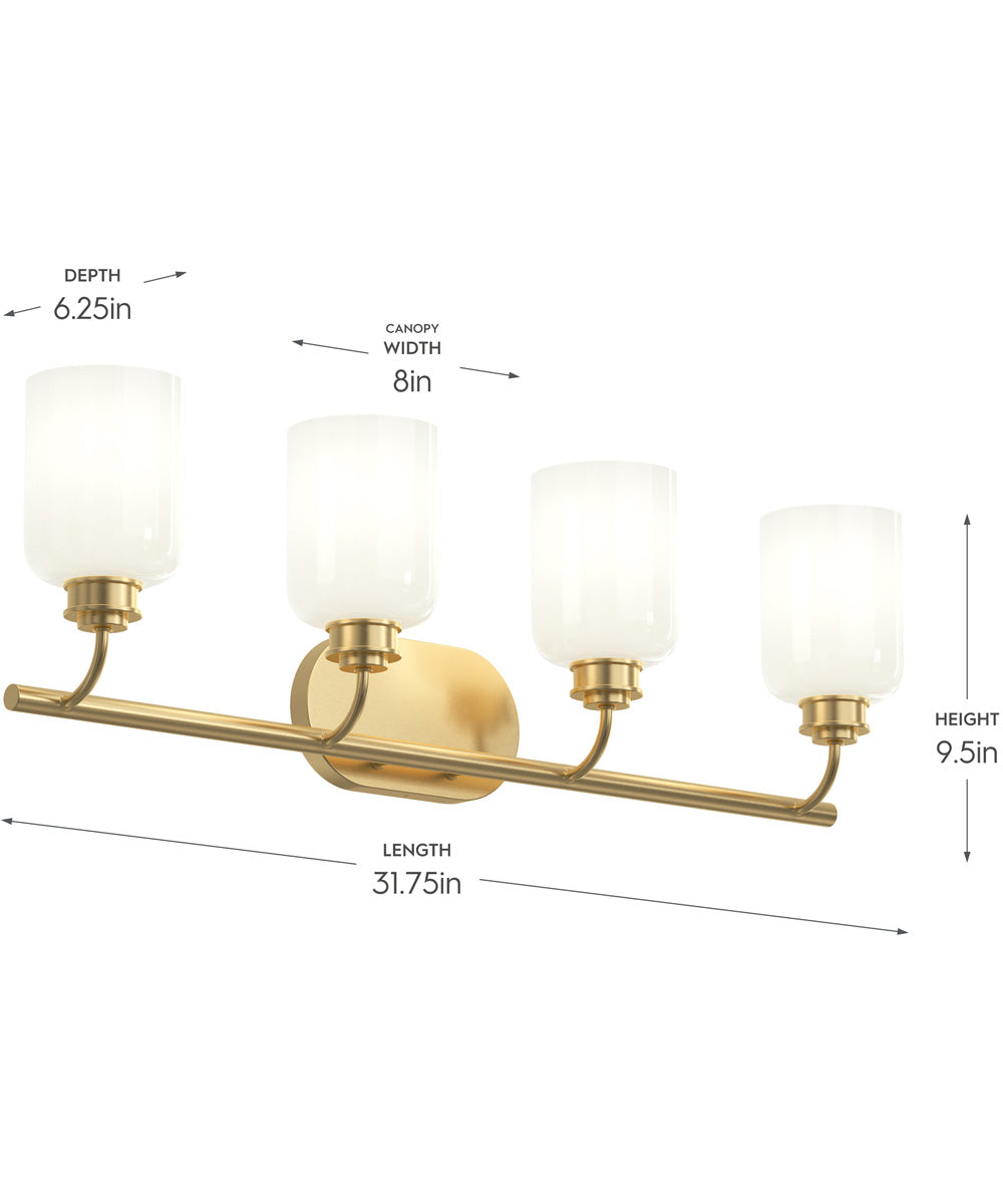 Reines 4-Light Bath Vanity with Opal Glass Shades Brushed Gold