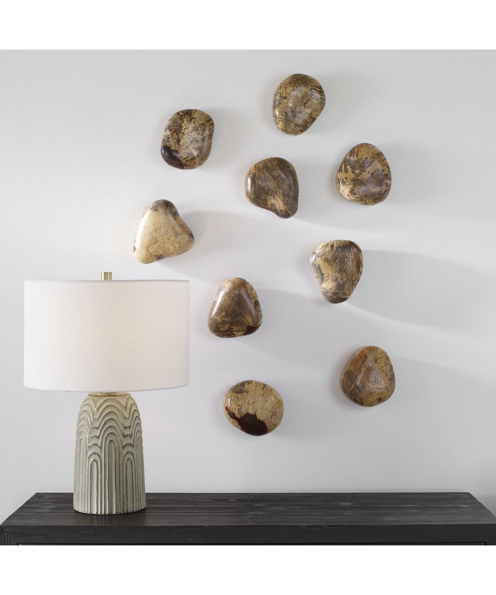 Pebbles Blonde Wood Wall Décor, Set of 9