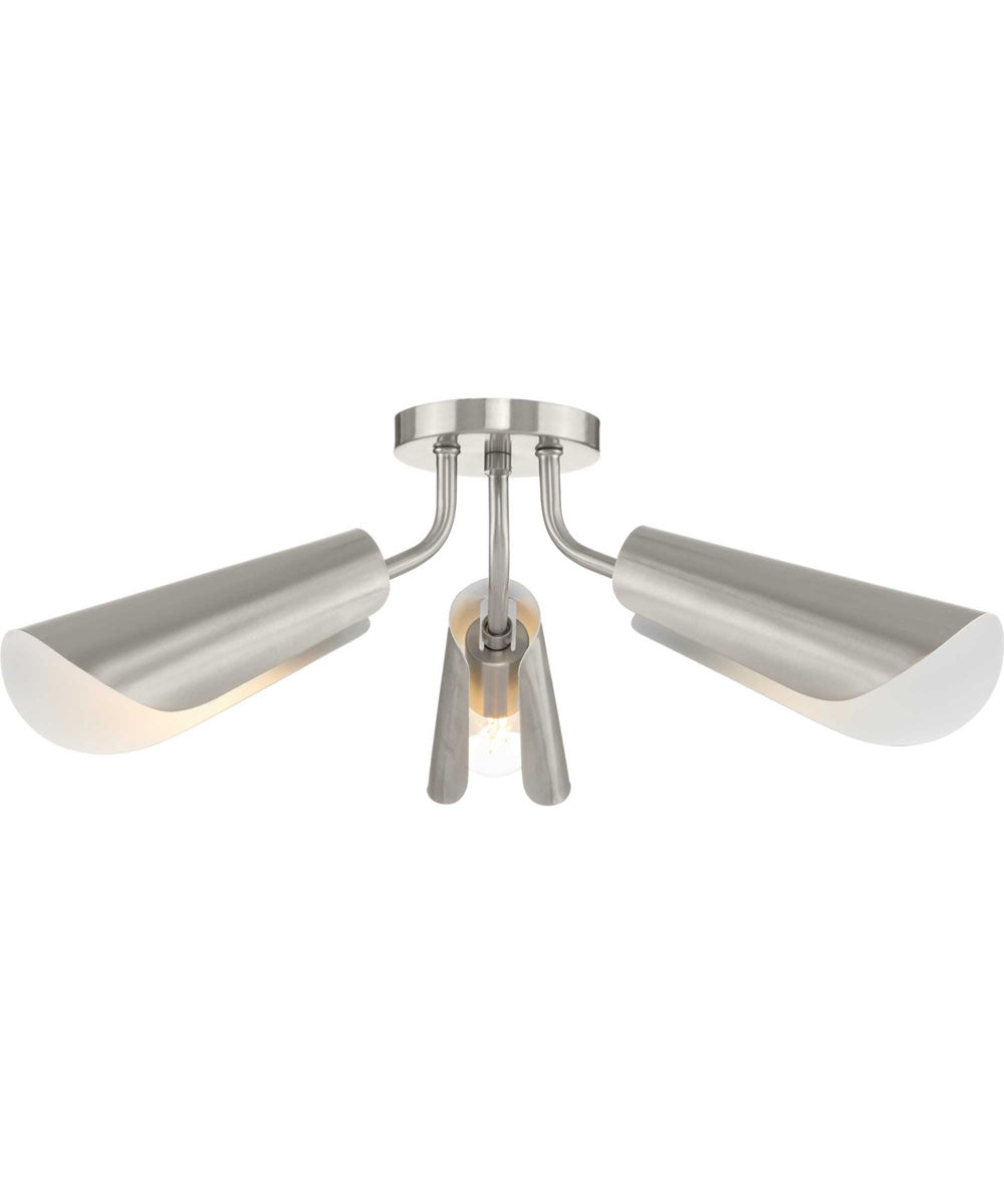 Cornett 44.12 in. 3-Light Contemporary Flush Mount Light Brushed Nickel