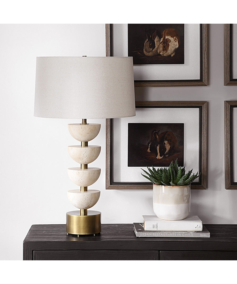 Hemisphere Travertine Table Lamp