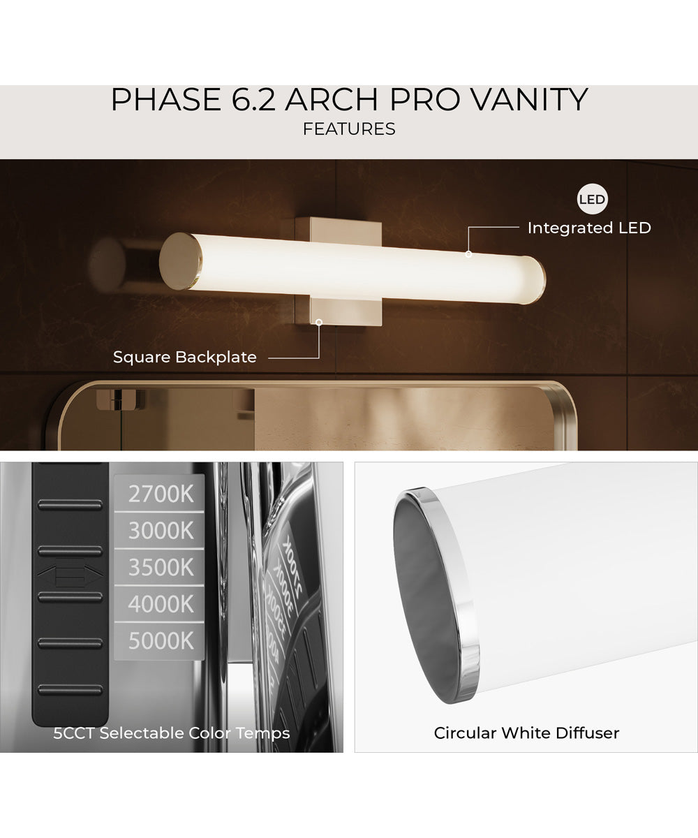 Phase 6.2 36 in. 5CCT Integrated LED Linear Vanity Light Polished Chrome