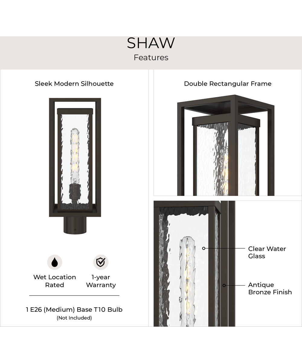 Shaw 19 Inch 1 Light Outdoor Post Light with Clear Glass Antique Bronze