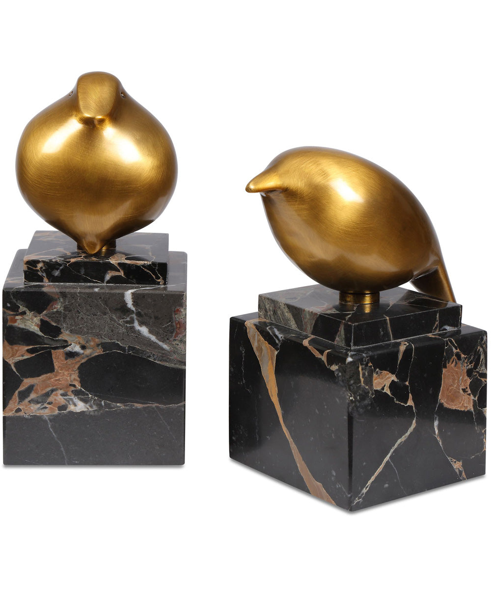 Golden Finch Bird Figurines Set of 2