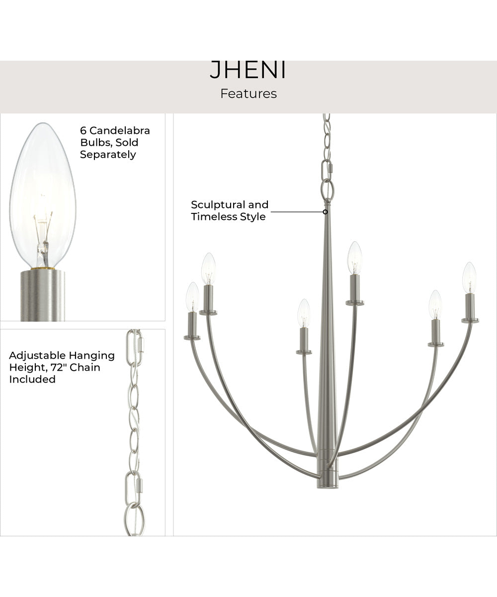 Jheni 6-Light Chandelier Brushed Nickel