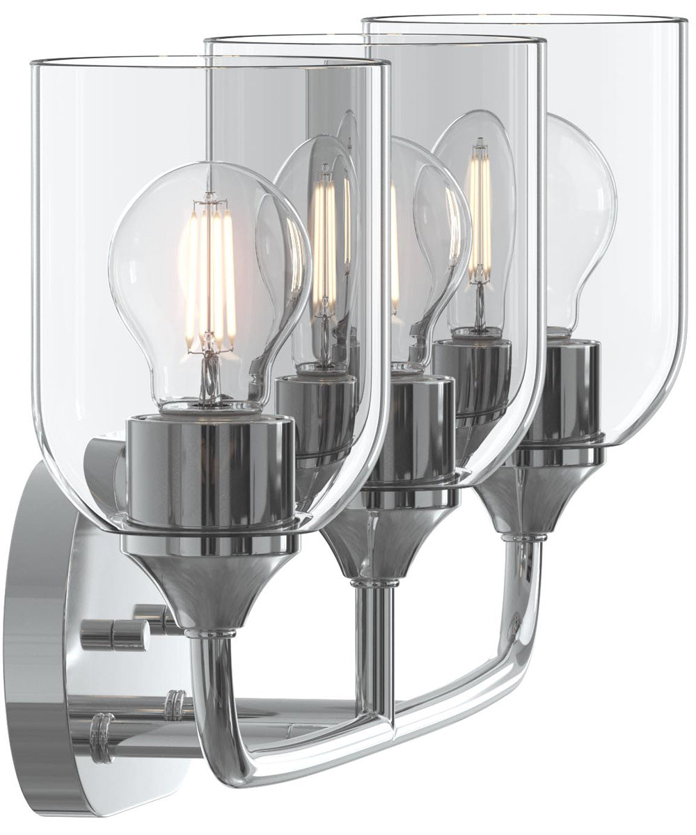 Ilia 3-Light Bath Vanity with Clear Glass Shade Polished Chrome