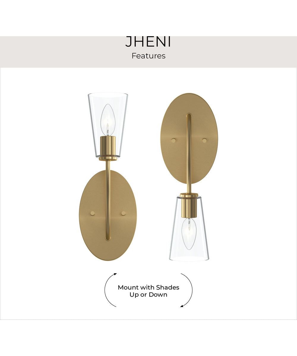 Jheni 1-Light Wall Sconce with Clear Glass Shades Brushed Gold
