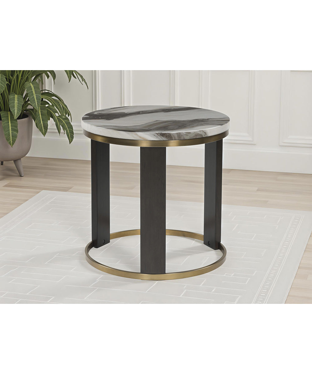 Jazmore Round End Table Brown/Brass