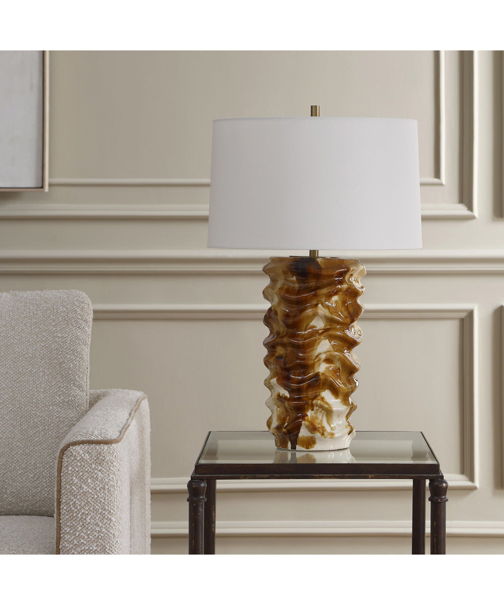 Bassa Brown Cream Glazed Table Lamp