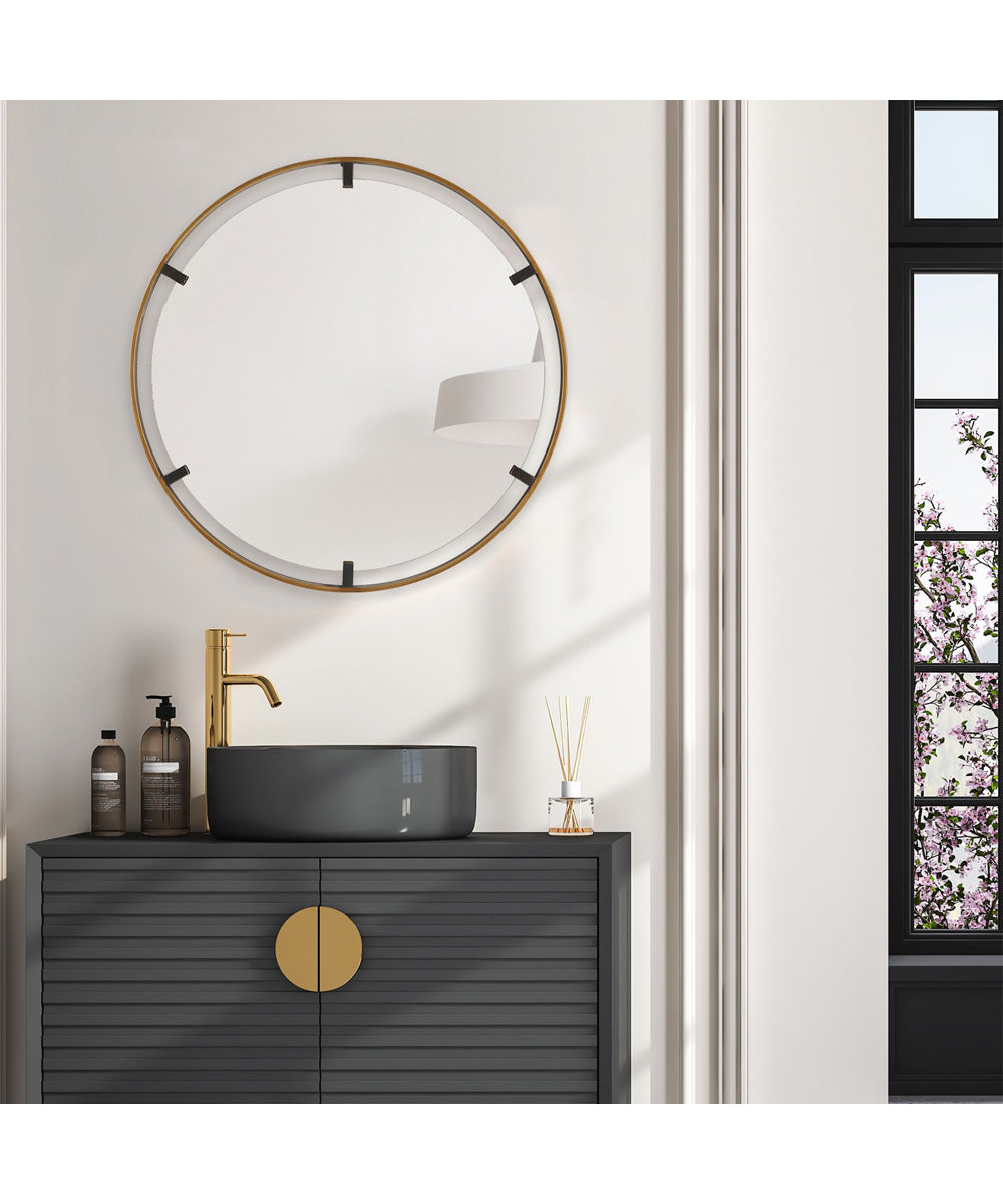 32x32" Wall Mirror with Gold Frame on Dark Bronze Clips