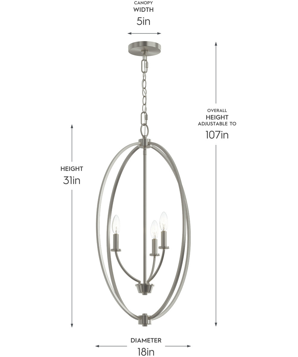 Jheni 3-Light Foyer Pendant Brushed Nickel