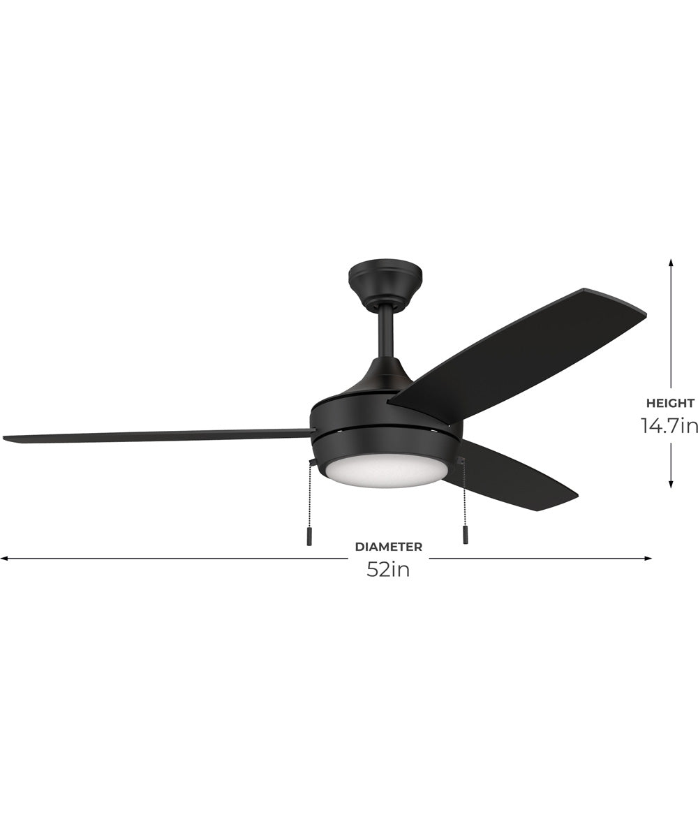 Nolyn 52 in. 3-Blade Modern LED Ceiling Fan Matte Black