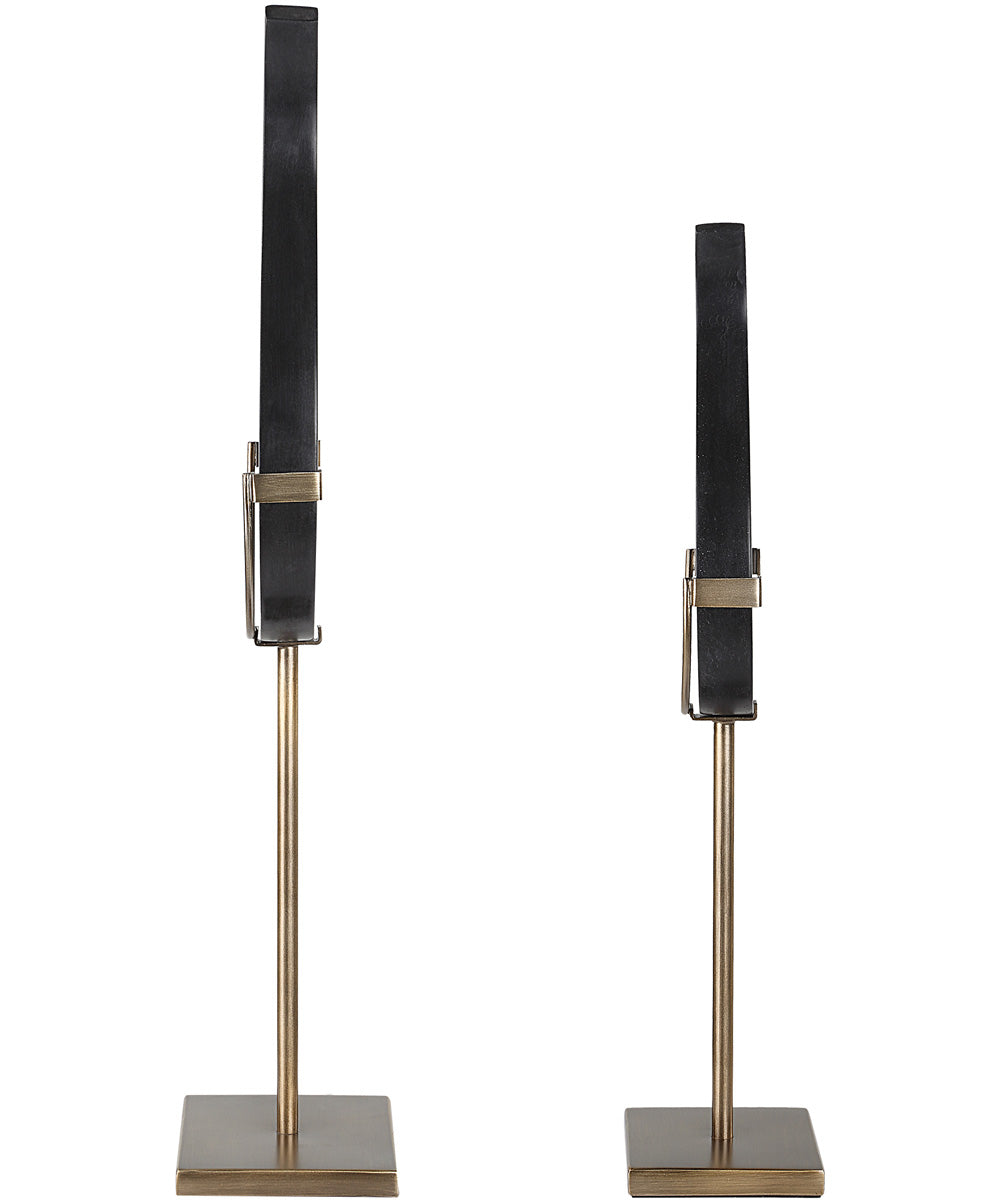 Black Flame Sculptures, Set of 2