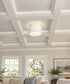 14"W Moderne Flush Mount Conversion Kit  White Fabric Drum Lampshade