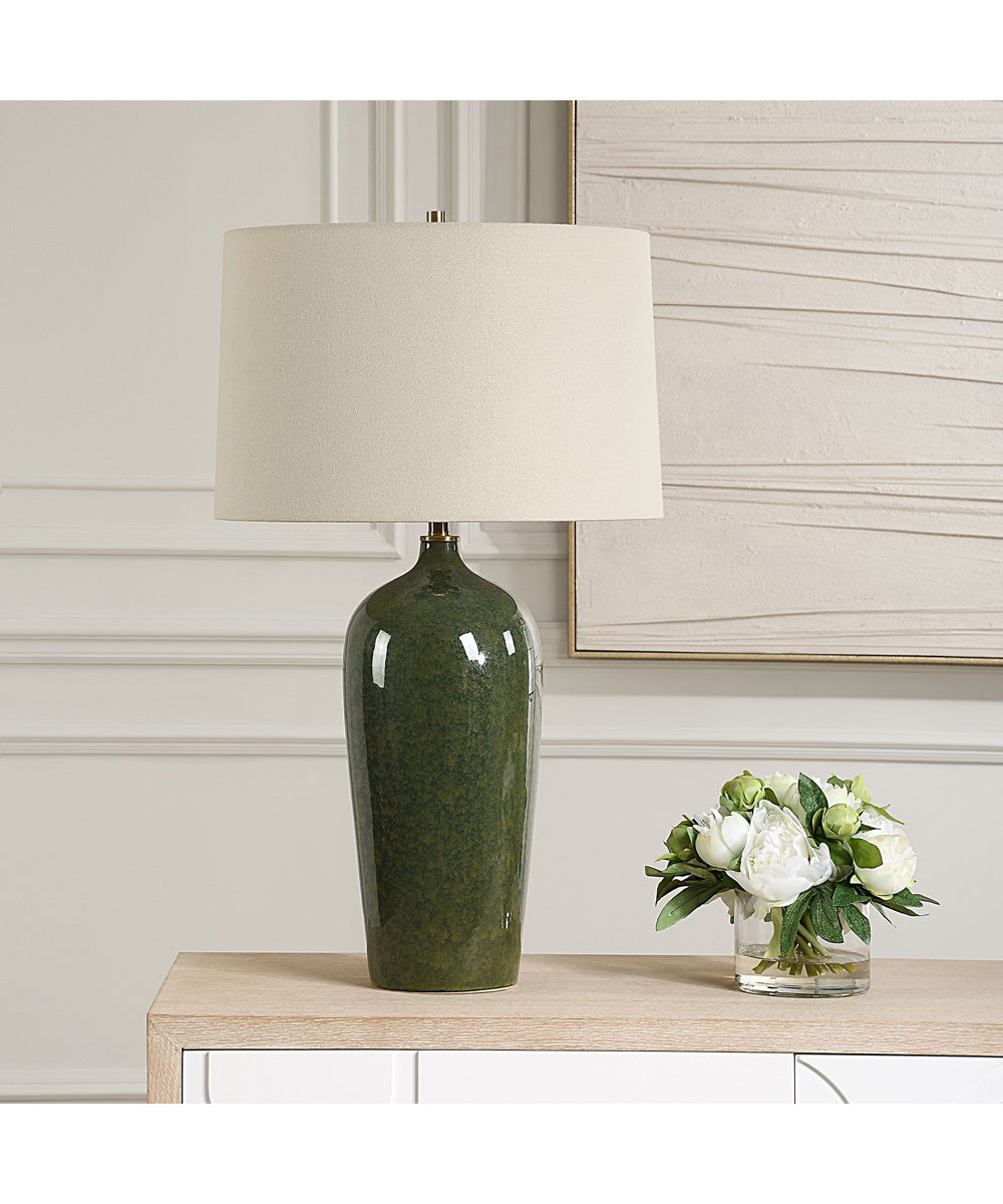 Ceramic Table Lamp with Emerald Green Glaze