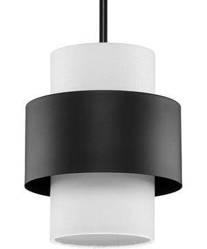Silva 1-Light White Linen Shade Pendant Matte Black
