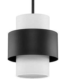 Silva 1-Light White Linen Shade Pendant Matte Black
