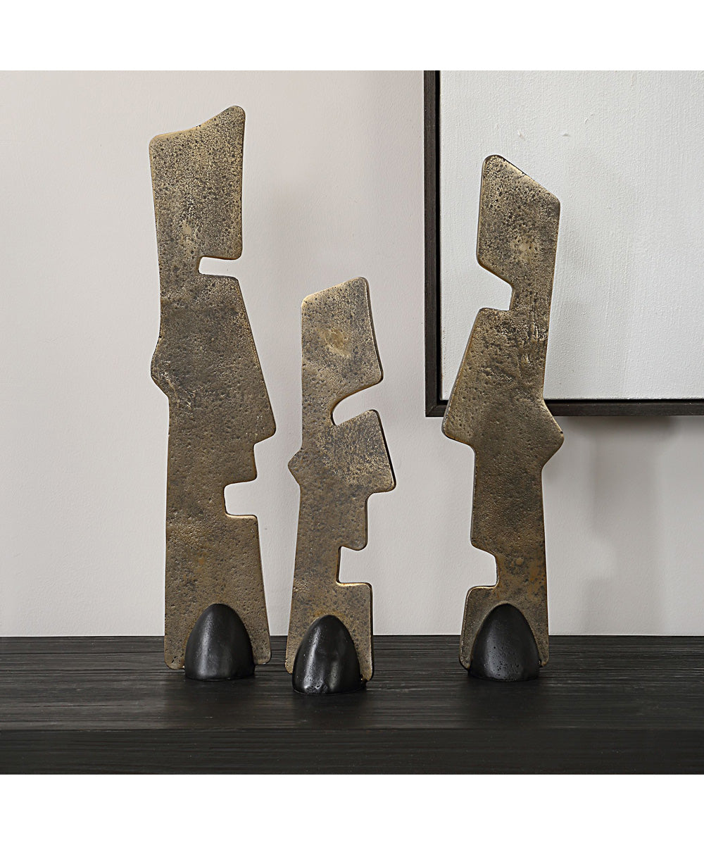 Geometric Echoes Bronze Sculptures Set of 3