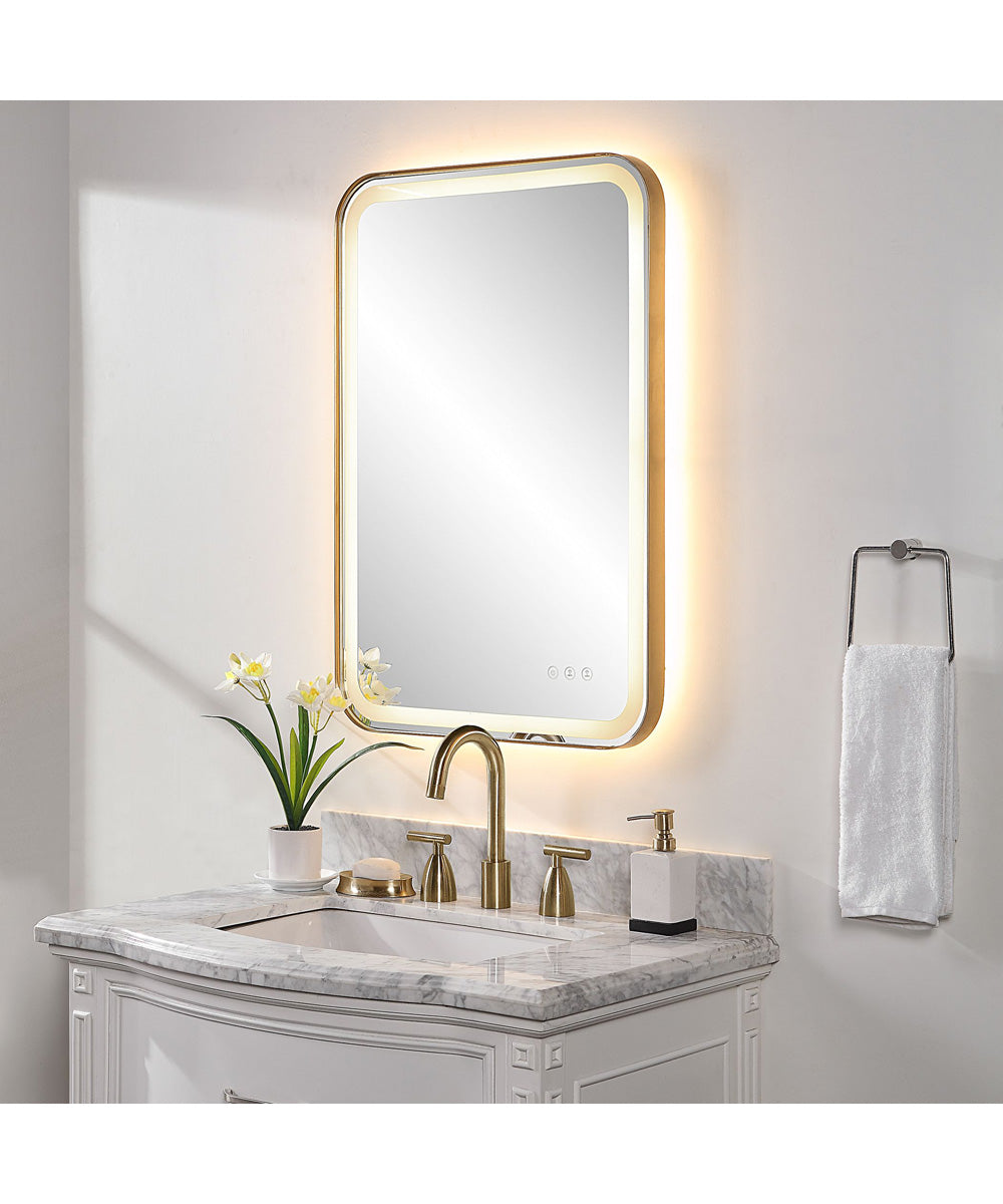 Crofton Lighted Brass Vanity Mirror